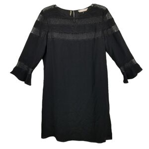 Rebecca Taylor Silk Lace Sheer Cutout Mini Dress Bell Sleeve Black Size 10